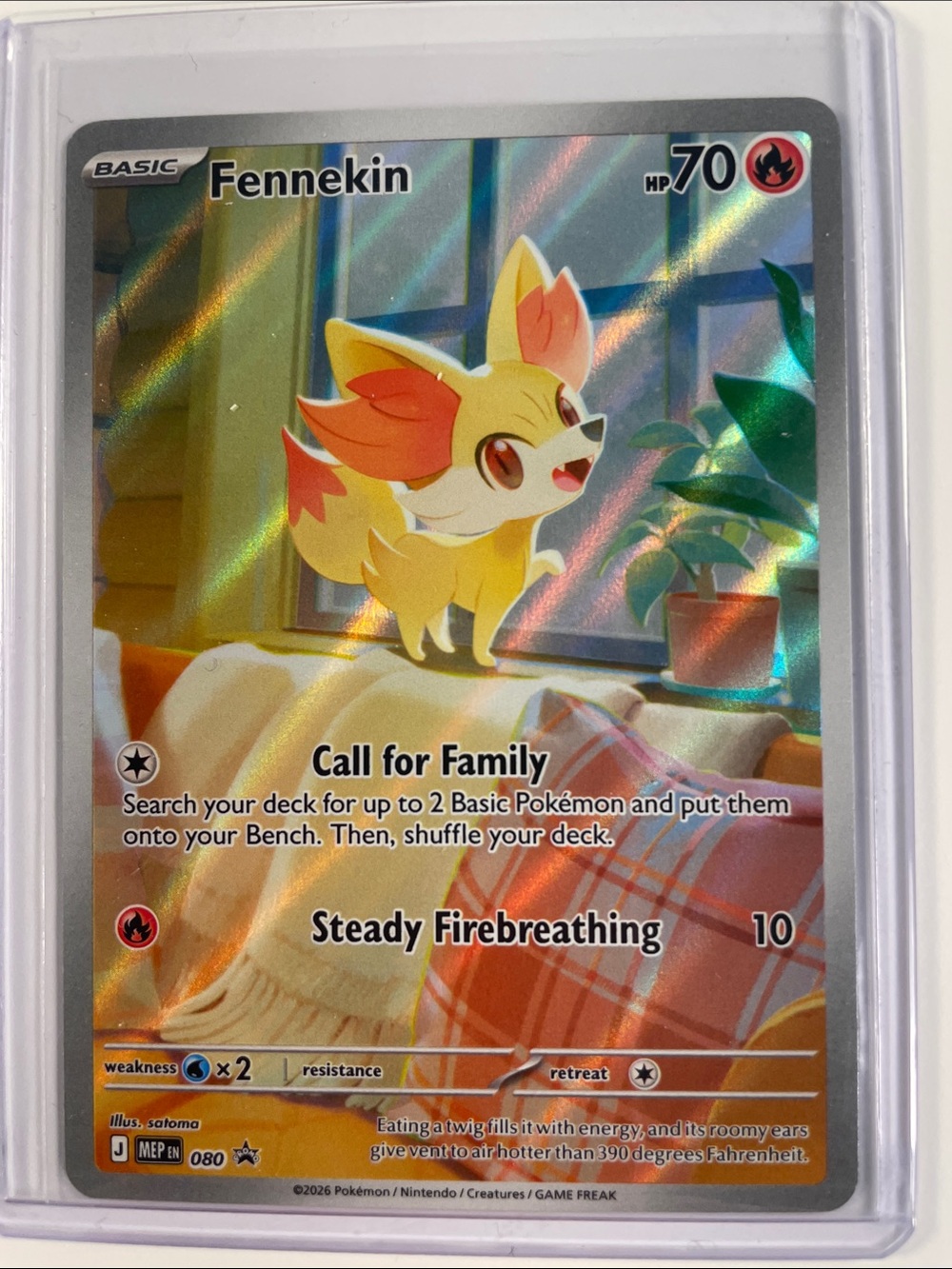 Pokemon Fennekin Holographic Yellow Orange Red